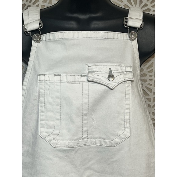 TRUE RELIGION Ripped Frayed Hem Jean Denim Overalls Sz M - Picture 7 of 14